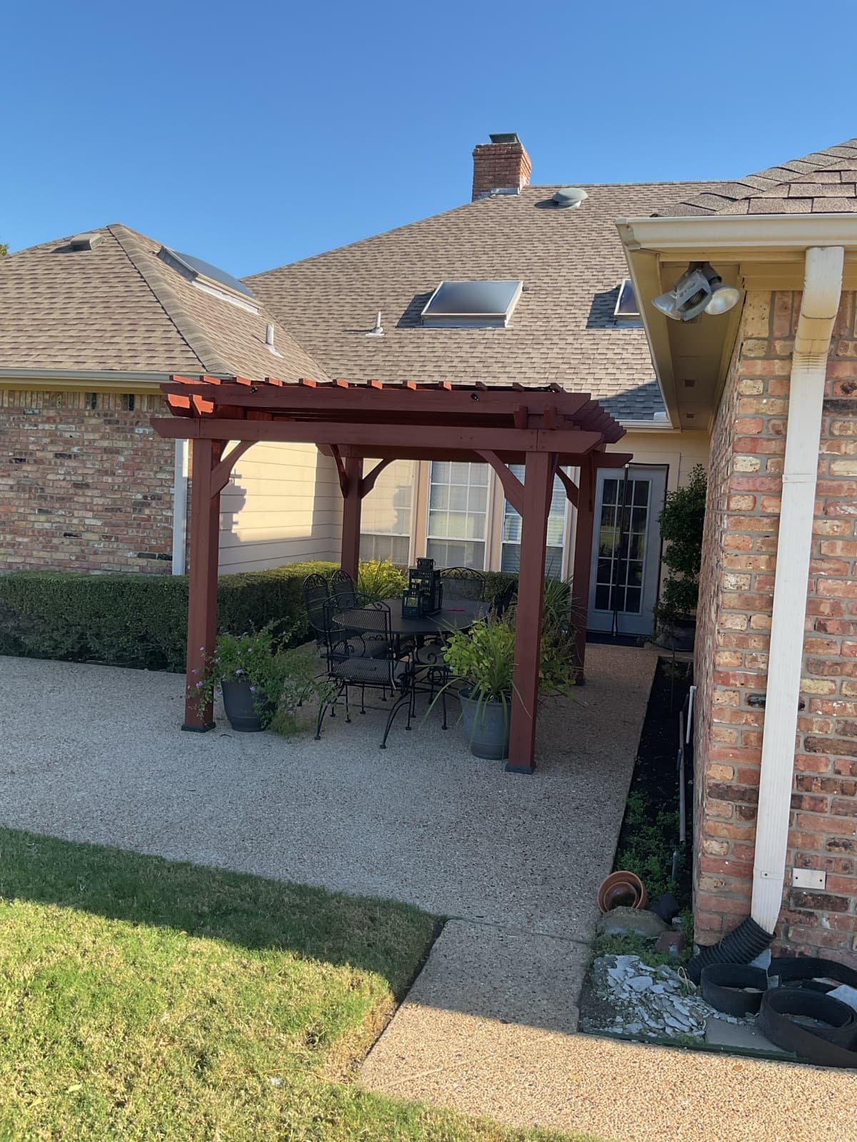 Pergola structure on patio